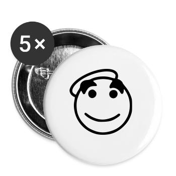 Emoji sketch happy black - Lot de 5 grands badges (56 mm) - blanc - Devant