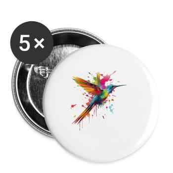 Hummingbird Bird Animal Art Watercolor Splash Colorful - Buttons large 2.2''/56 mm (5-pack) - white - Front