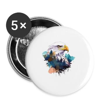 Eagle Head Nature Wilderness Forest Trees Art - Buttons large 2.2''/56 mm (5-pack) - white - Front