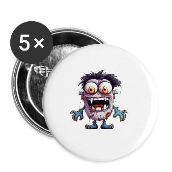 Halloween Monster Zombie Effrayant Costume d’horreur - Lot de 5 grands badges (56 mm) - blanc - Devant