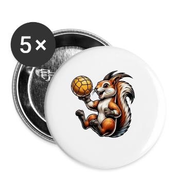 Handball, Sports, Écureuil, Noix, Amoureux Des Animaux - Lot de 5 grands badges (56 mm) - blanc - Devant