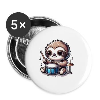 Batteur paresseux Cool - Lot de 5 grands badges (56 mm) - blanc - Devant
