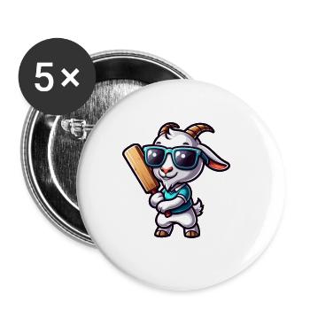 Ziege Cricket Spieler Liebhaber Design - Buttons groß 56 mm (5er Pack) - Weiß - Vorne