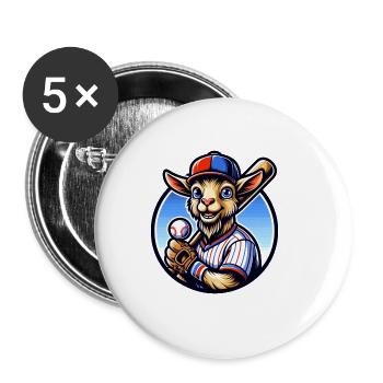 Lustiges Ziegen Baseball Softball Design - Buttons groß 56 mm (5er Pack) - Weiß - Vorne