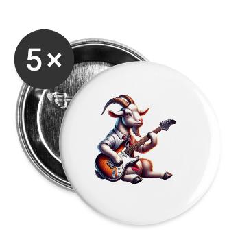 Ziege Spielt E-Gitarre Band Design - Buttons groß 56 mm (5er Pack) - Weiß - Vorne