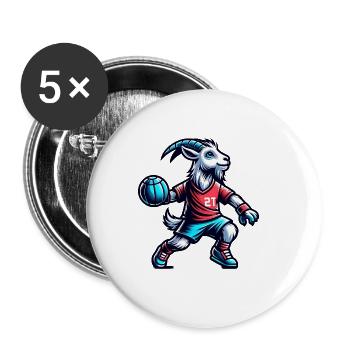 Goat Lovers and Handball Team Spirit - Buttons large 2.2''/56 mm (5-pack) - white - Front