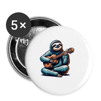 Conception sereine du groupe de paresseux de guitariste - Lot de 5 grands badges (56 mm) - blanc - Devant