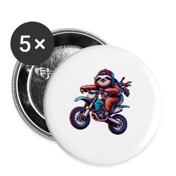 Cool Sloth Enduro Motocross Design - Lot de 5 grands badges (56 mm) - blanc - Devant