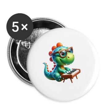 Conception de mélomane de pianiste de dinosaure - Lot de 5 grands badges (56 mm) - blanc - Devant