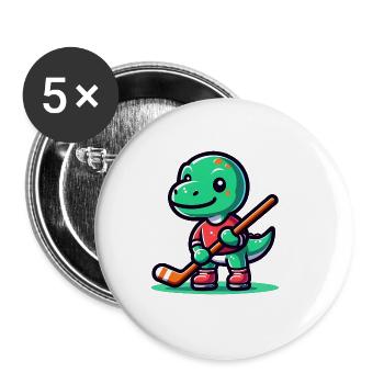 Mignon Dino Équipe de joueurs de hockey sur gazon - Lot de 5 grands badges (56 mm) - blanc - Devant