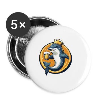 Dolphin Beer Comic - Buttons large 2.2''/56 mm (5-pack) - white - Front