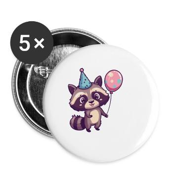 Raccoon Birthday Baby - Buttons large 2.2''/56 mm (5-pack) - white - Front