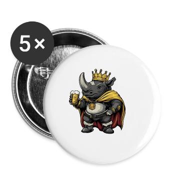 Nashorn Bier Lustig - Buttons groß 56 mm (5er Pack) - Weiß - Vorne