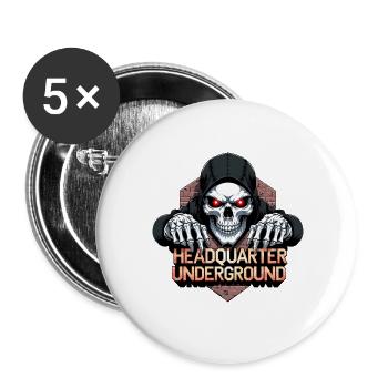 Gangster Skull, - Buttons large 2.2''/56 mm (5-pack) - white - Front
