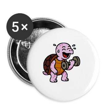 Pink turtle pink girl - Buttons large 2.2''/56 mm (5-pack) - white - Front