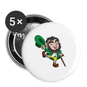Leprechaun St Patricks - Buttons large 2.2''/56 mm (5-pack) - white - Front