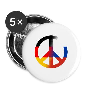 Peace Deutsch- Russland - Buttons groß 56 mm (5er Pack) - Weiß - Vorne