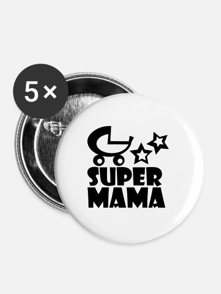 supermama - Buttons groß 56 mm (5er Pack) - Weiß