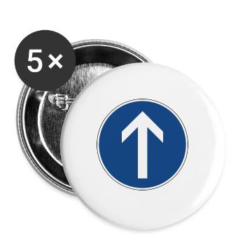 Road sign driving license arrow straight ahead - Buttons large 2.2''/56 mm (5-pack) - white - Front