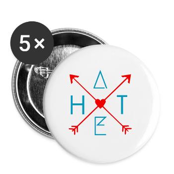Love Hate - Buttons groß 56 mm (5er Pack) - Weiß - Vorne