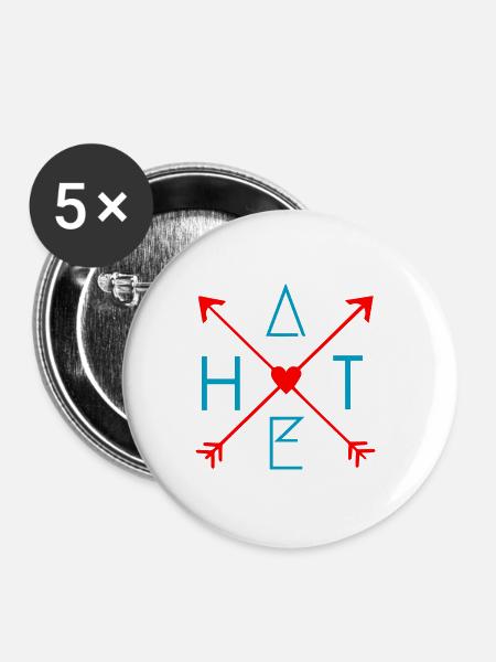Love Hate - Buttons groß 56 mm (5er Pack) - Weiß