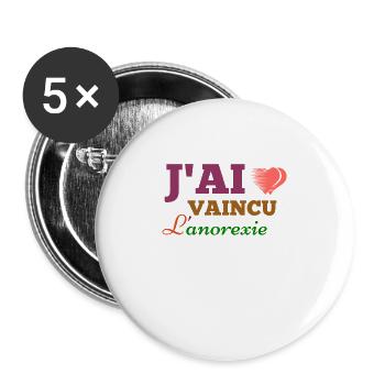 Anorexie Shirt • J´ai vaincu l´anorexie • Cadeau - Lot de 5 grands badges (56 mm) - blanc - Devant
