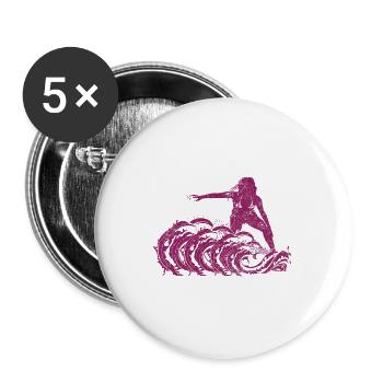 Surfer Girl - Buttons groß 56 mm (5er Pack) - Weiß - Vorne