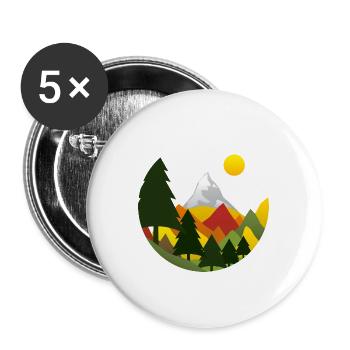 Berge Gebirge Herbst - Buttons groß 56 mm (5er Pack) - Weiß - Vorne