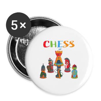 Échecs - Lot de 5 grands badges (56 mm) - blanc - Devant