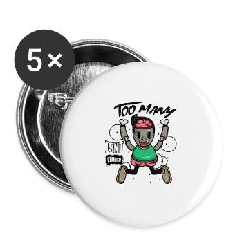 Hallo! Erhalten Sie dieses einzigartige - Buttons groß 56 mm (5er Pack) - Weiß - Vorne