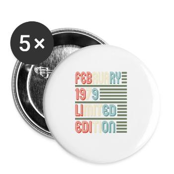 February Cool Vintage Retro Birthday Gift For - Buttons large 2.2''/56 mm (5-pack) - white - Front