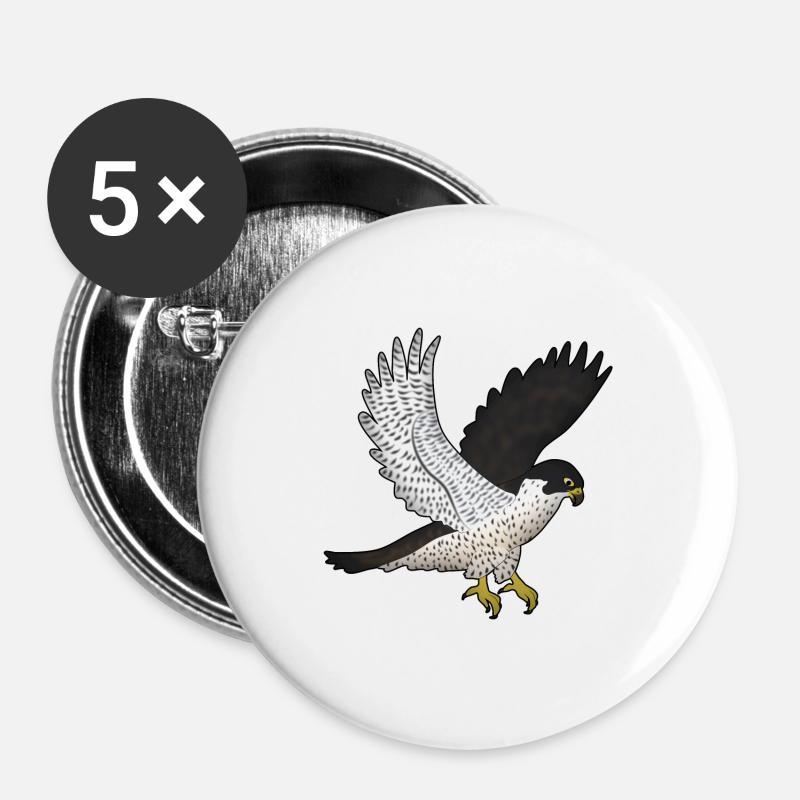 Peregrine falcon flies - Buttons large 2.2''/56 mm (5-pack) - white