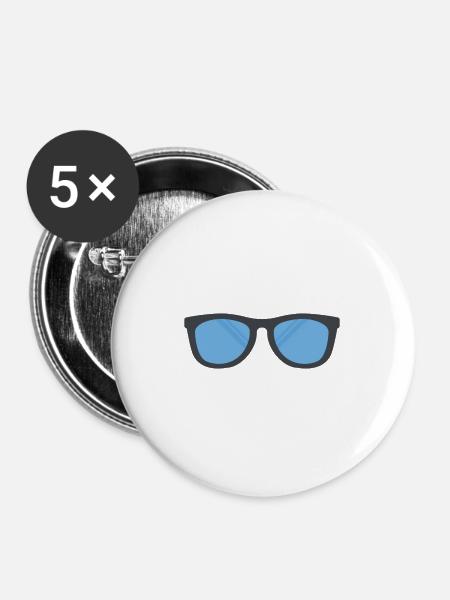 Brille - Buttons groß 56 mm (5er Pack) - Weiß