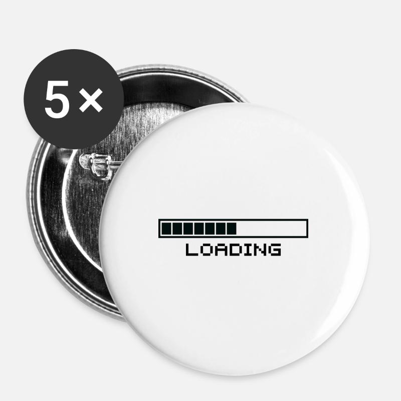 nerd gamer loading bar handy progress bar - Buttons large 2.2''/56 mm (5-pack) - white