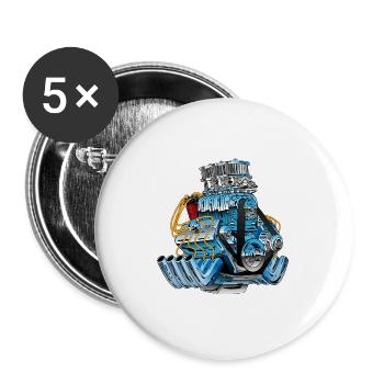 moteur - Lot de 5 grands badges (56 mm) - blanc - Devant