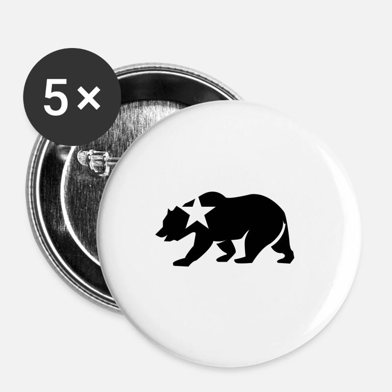black bear, bear, animal, forest, brown bear, paws, star - Buttons large 2.2''/56 mm (5-pack) - white
