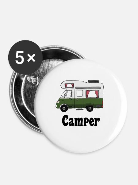 Camper Wohnmobil Caravan - Buttons groß 56 mm (5er Pack) - Weiß