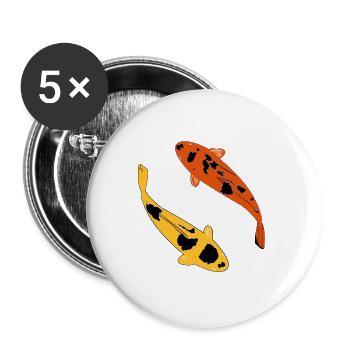 carpe koi - Lot de 5 grands badges (56 mm) - blanc - Devant