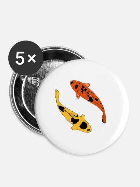 Koi Karpfen - Buttons groß 56 mm (5er Pack) - Weiß