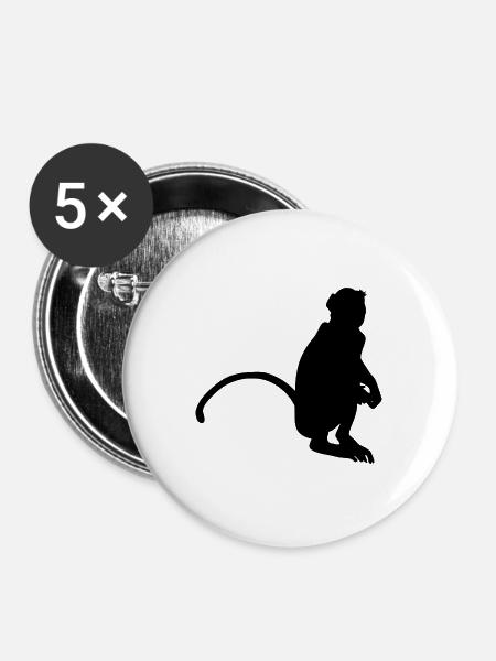 Neugieriger Affe - Buttons groß 56 mm (5er Pack) - Weiß