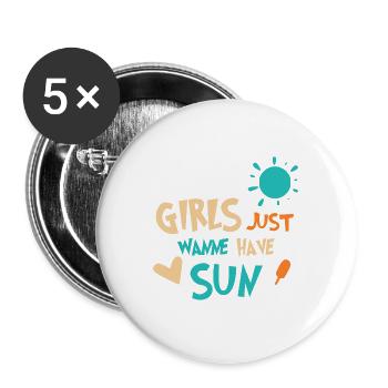 soleil d'été fille 03 - Lot de 5 grands badges (56 mm) - blanc - Devant