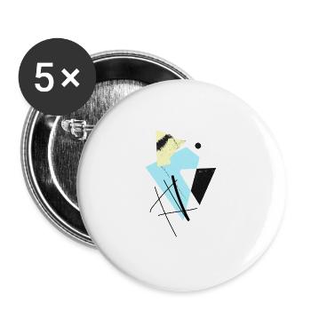 Hippe abstrakte, geometrische Formen & Shapes - Buttons groß 56 mm (5er Pack) - Weiß - Vorne