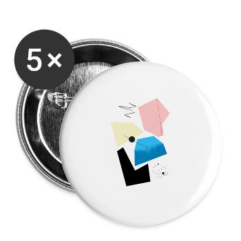 Formes et formes géométriques abstraites - Lot de 5 grands badges (56 mm) - blanc - Devant