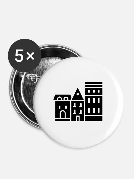 Gebäude 1 - Buttons groß 56 mm (5er Pack) - Weiß