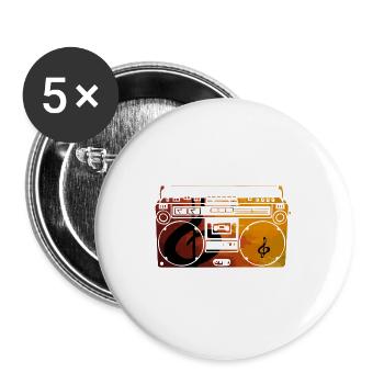 Radio musicale - Lot de 5 grands badges (56 mm) - blanc - Devant