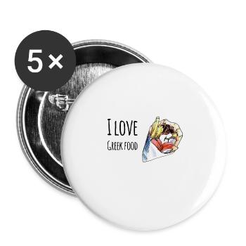 J'aime la cuisine grecque - Lot de 5 grands badges (56 mm) - blanc - Devant