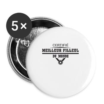 t-shirt filleul. Idée cadeau - Lot de 5 grands badges (56 mm) - blanc - Devant