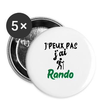 t-shirt je peux pas j'ai rando. Idée cadeau - Lot de 5 grands badges (56 mm) - blanc - Devant