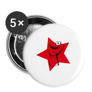Cool red communist fist hand protest gift - Buttons large 2.2''/56 mm (5-pack) - white - Front