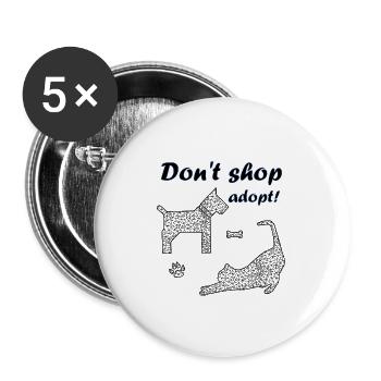 Don't shop - adopt! - Buttons large 2.2''/56 mm (5-pack) - white - Front